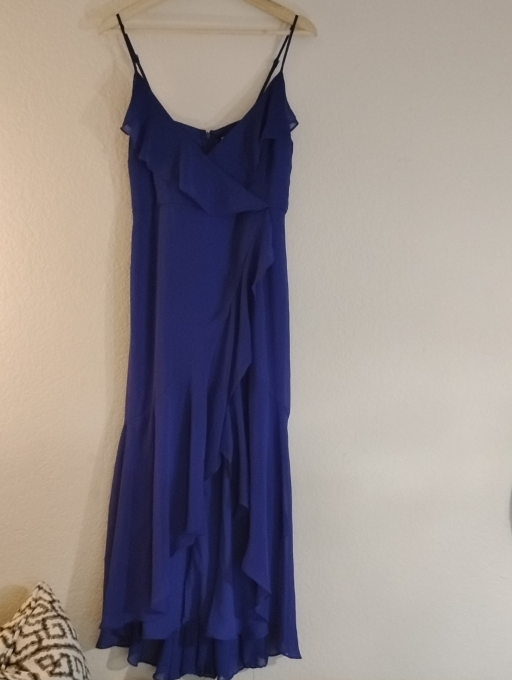 Express Purple-Blue Ruffle Maxi Dress Romantic Wedding Brunch